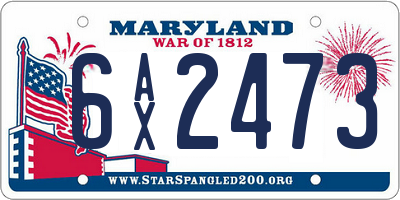 MD license plate 6AX2473