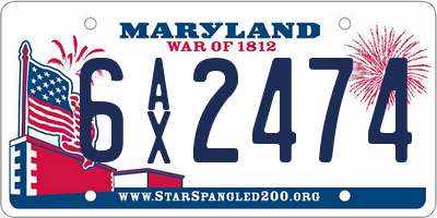 MD license plate 6AX2474