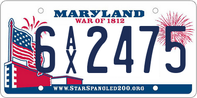 MD license plate 6AX2475