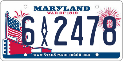 MD license plate 6AX2478