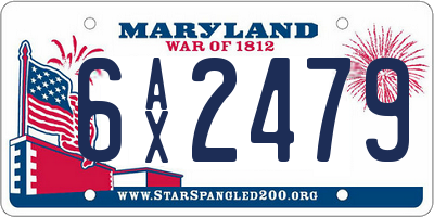 MD license plate 6AX2479