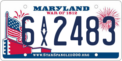 MD license plate 6AX2483