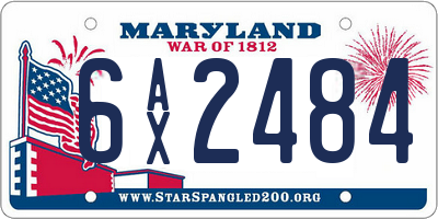MD license plate 6AX2484