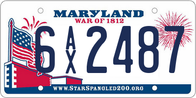 MD license plate 6AX2487