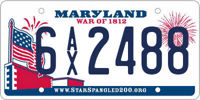 MD license plate 6AX2488