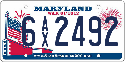 MD license plate 6AX2492