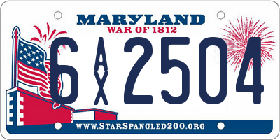 MD license plate 6AX2504
