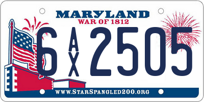 MD license plate 6AX2505