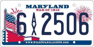 MD license plate 6AX2506