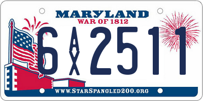 MD license plate 6AX2511