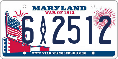 MD license plate 6AX2512