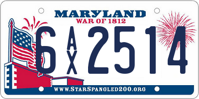 MD license plate 6AX2514