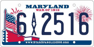 MD license plate 6AX2516