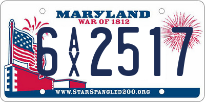 MD license plate 6AX2517