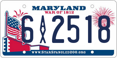 MD license plate 6AX2518