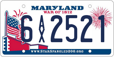 MD license plate 6AX2521