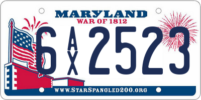 MD license plate 6AX2523
