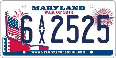 MD license plate 6AX2525