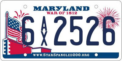 MD license plate 6AX2526