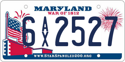 MD license plate 6AX2527
