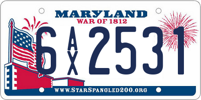 MD license plate 6AX2531