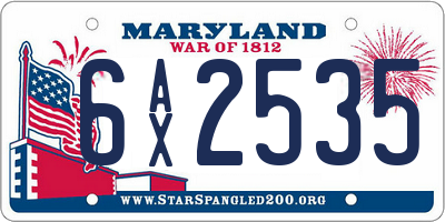 MD license plate 6AX2535