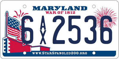 MD license plate 6AX2536
