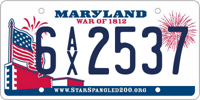 MD license plate 6AX2537