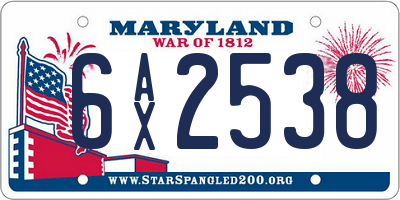 MD license plate 6AX2538