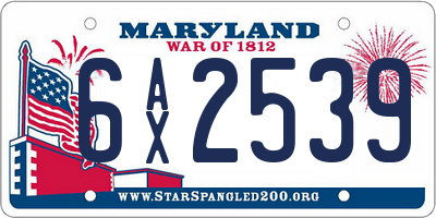 MD license plate 6AX2539