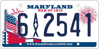 MD license plate 6AX2541