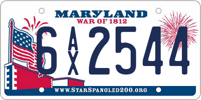 MD license plate 6AX2544