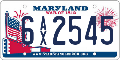 MD license plate 6AX2545