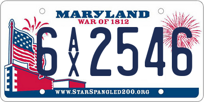 MD license plate 6AX2546