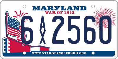 MD license plate 6AX2560