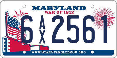 MD license plate 6AX2561