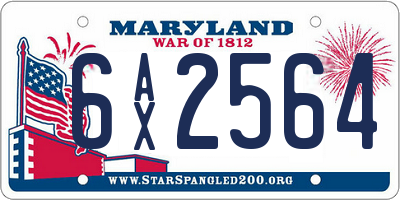 MD license plate 6AX2564