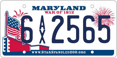 MD license plate 6AX2565