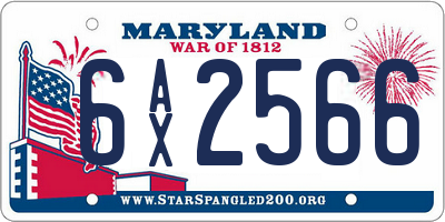 MD license plate 6AX2566