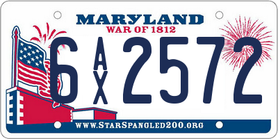 MD license plate 6AX2572