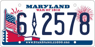 MD license plate 6AX2578