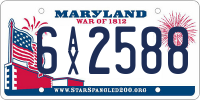 MD license plate 6AX2588