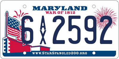 MD license plate 6AX2592