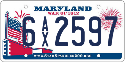 MD license plate 6AX2597