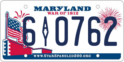 MD license plate 6AY0762