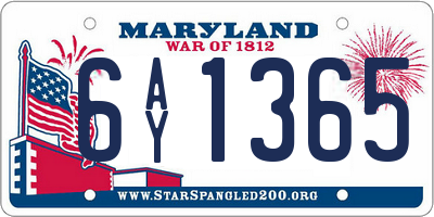 MD license plate 6AY1365