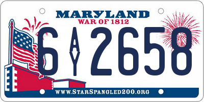 MD license plate 6AY2658