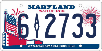 MD license plate 6AY2733
