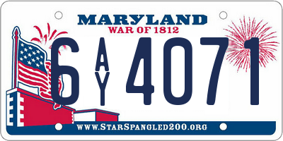 MD license plate 6AY4071