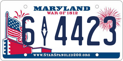 MD license plate 6AY4423